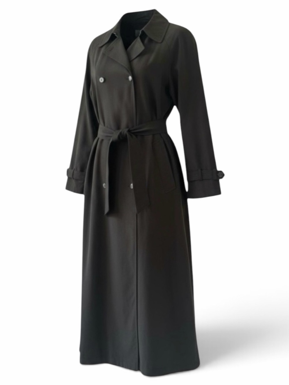 Drizzle D2 for Neiman Marcus Black Double Breasted Belted Trench Coat Size 6